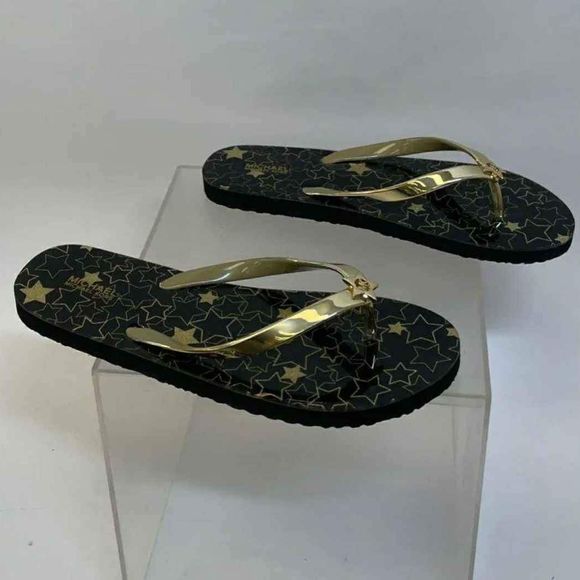 Michael Kors Designer MK Stars T-Strap Sandals Thongs Flip Flops - Size 10 - Picture 2 of 7